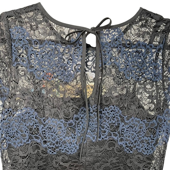 Ann Taylor LOFT Navy Black Stripe Lace Shift Dress Women’s Size 4 - Picture 8 of 8